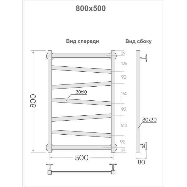 Полотенцесушитель водяной Indigo Element 80x50 к-3 Magnetic Gray (LEWPF80-50MGK3)