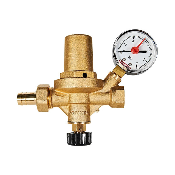 Клапан подпиточный с манометром 1/2" ВН Rommer (крышка латунь) (RVS-0050-101515)