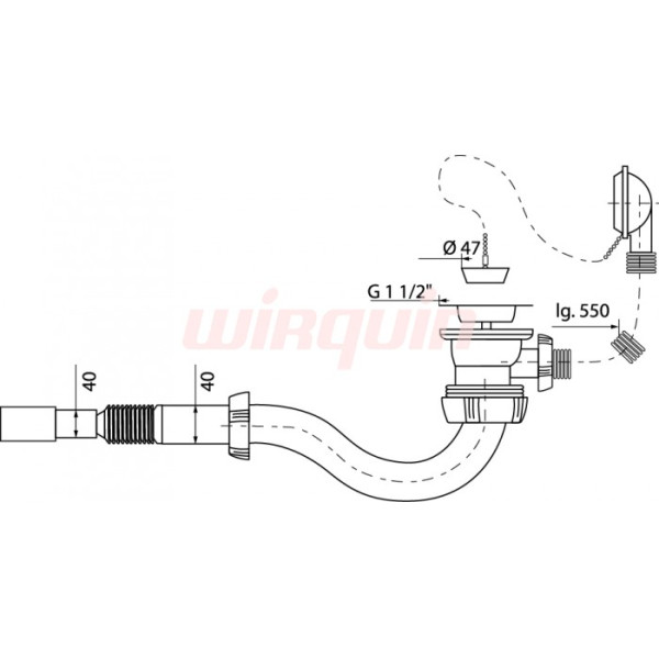 Обвязка для ванны с пробкой на цепочке 1 1/2"x40 SW1202 Wirquin (30718060)