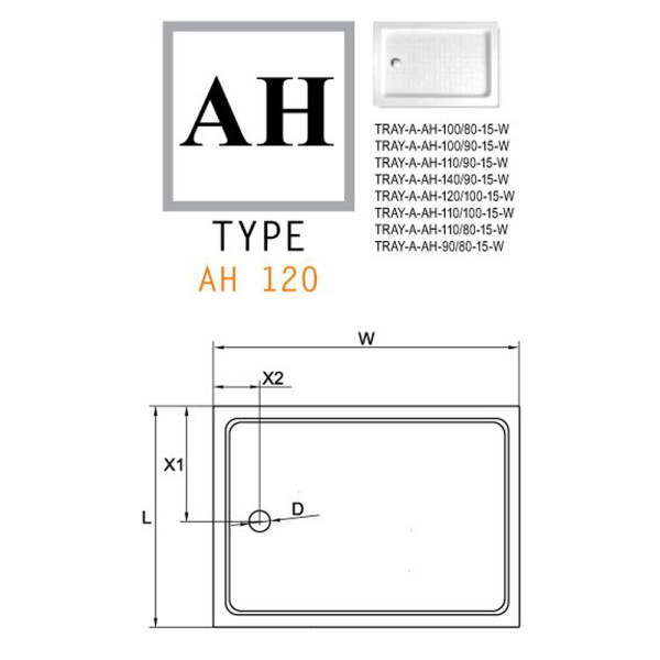 Душевой поддон Cezares 120x80x14 белый (TRAY-A-AH-120/80-15-W0)