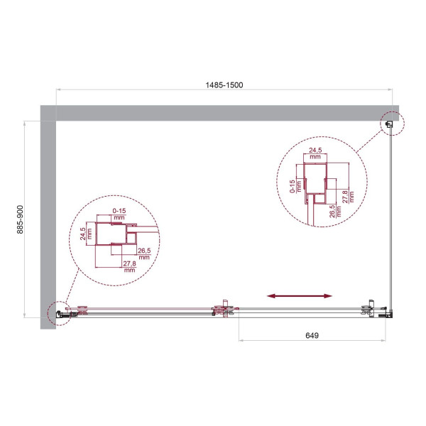 Душевой уголок BelBagno Luce 150x90x195 стекло прозрачное, профиль хром (LUCE-AH-1-150/90-C-Cr)