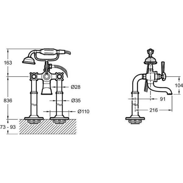 Смеситель напольный Jacob Delafon Cleo 1889 золотой (E24314-BGG)