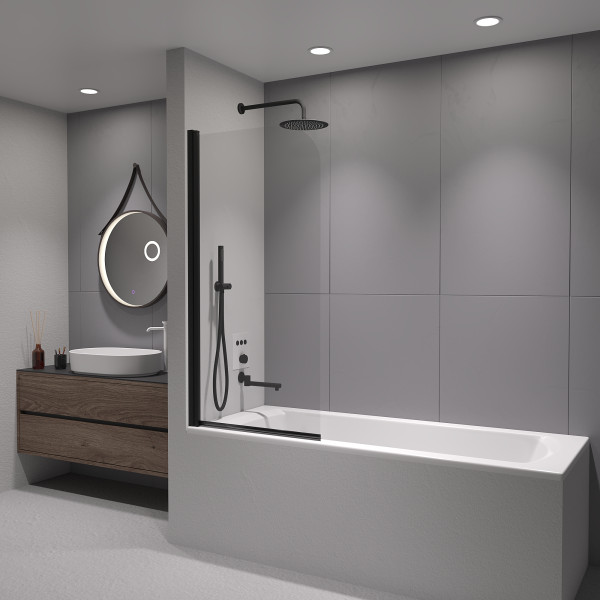 Душевые шторки для ванн RGW Screens 60x150 стекло прозрачное, профиль черный (411110906-14)