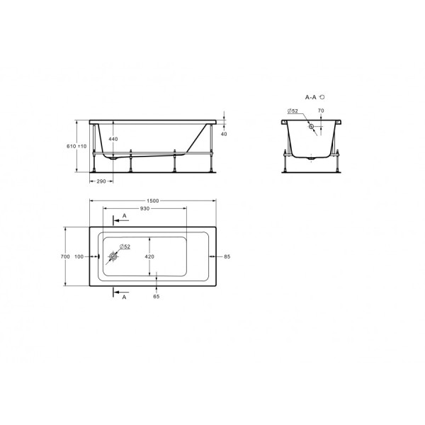 Ванна акриловая Roca Leon 70x150x44 белая (7.2486.5.90.0)