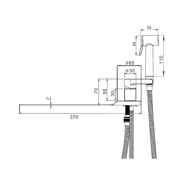 Смеситель на унитаз с гигиеническим душем Dlin хром (D182204)