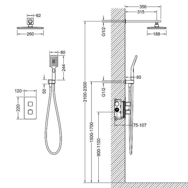 Душевая система Timo Petruma золотая внеш.часть внутр.часть (SX-5059/17SM)