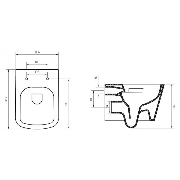 Унитаз приставной BelBagno Albano безободковый (BB120CBR/BB120SC)