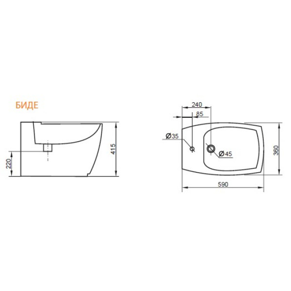 Биде напольное Cezares Flamingo 590х360х415 (CZR-612)