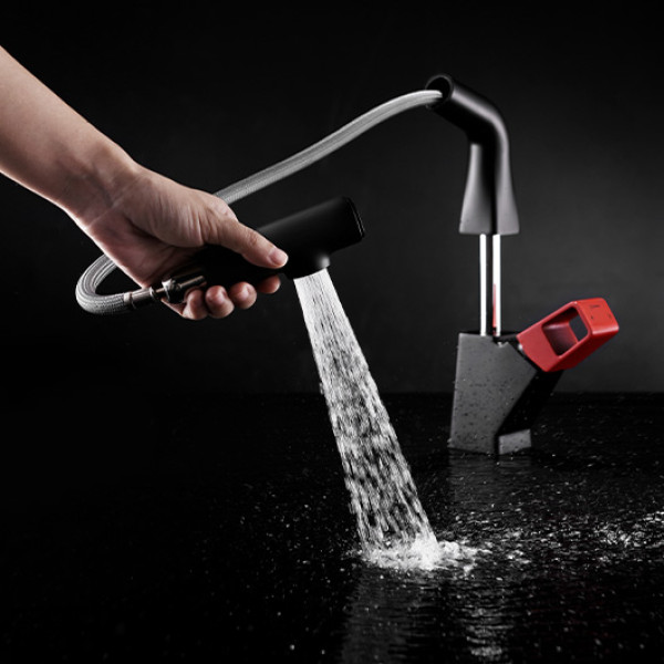 Смеситель для кухни  Lemark Soul черный/красный (LM6008BR)