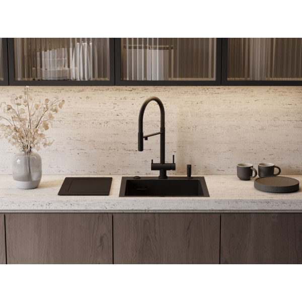 Смеситель для кухни Omoikiri Kanto-GB с переключателем на фильтр, с выдвижным изливом графит/черный (4994356)