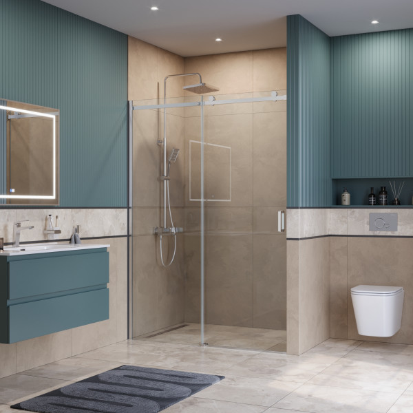 Душевая дверь BelBagno Soft Close-2 150x200 стекло прозрачное, профиль хром глянцевый (SOFT_CLOSE-2-BF-1-150-C-Cr)