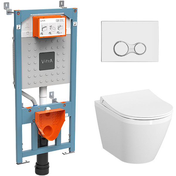 Комплект инсталляция Vitra c унитазом Integra Round, с сидением, клавишей (9856B003-7205) глянцевый хром