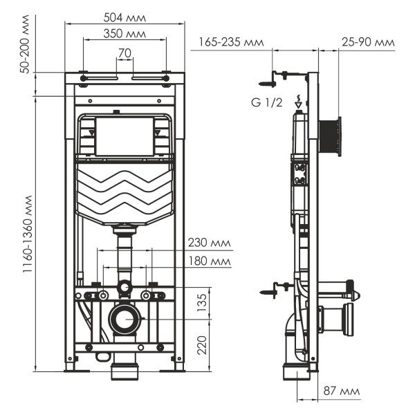 Инсталляция для унитаза WasserKRAFT Alme (15TLT.010.ME.PB04)