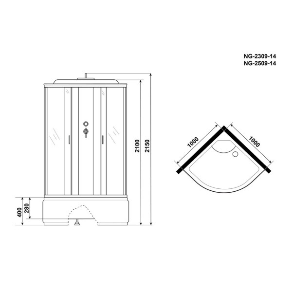 Душевая кабина Classic 100x100 стекло тонированное, профиль хром матовый (NG-2509-14)