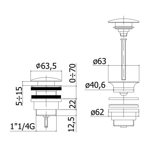 Донный клапан Paffoni золотой (ZSCA050HG)