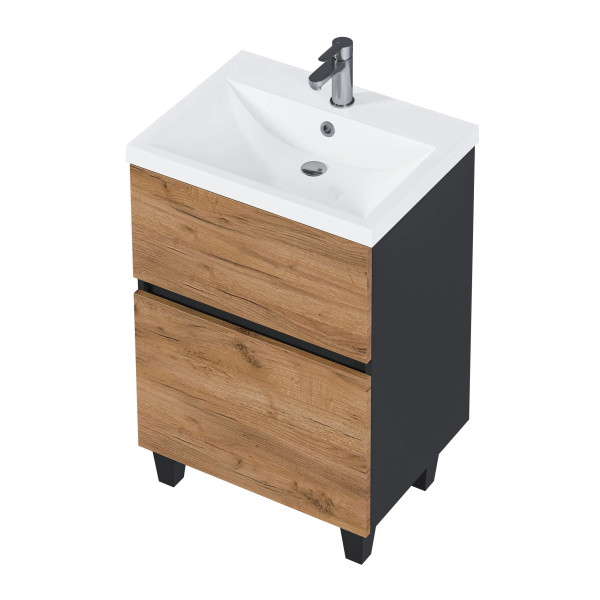 Тумба подвесная 1Marka Aris 590x440x870 антрацит/дуб крафт золотой (Ц0000035777)