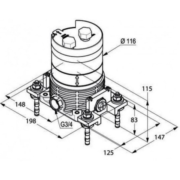 Внутренний блок Kludi DN 20 для напольных смесителей для ванны на 1 отверстие (88088) Внутренний блок Kludi DN 20 для напольных смесителей для ванны на 1 отверстие (88088)