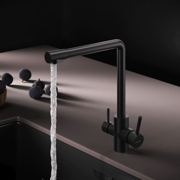 Смеситель для кухни AM.PM X-Joy S с L-изливом с каналом для питьевой воды черный (F85B05722)