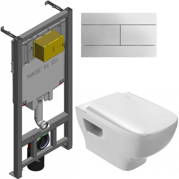 Комплект инсталляция с унитазом Jacob Delafon Struktura с сиденьем Микролифт и клавишей смыва хром (E21741RU-00)