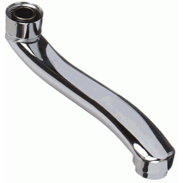 Излив Melodia для смесителя для ванны плоский S-образный с аэратором 20см (MKP20712P)