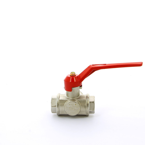 Кран Itap 3/4" шаровый трёхходовой T-порт (красная ручка-рычаг) (1280034T)