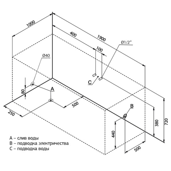 Ванна акриловая Aquanet Vega 190х100 без гидромассажа Ванна акриловая Aquanet Vega 190х100 без гидромассажа