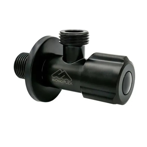 Кран угловой 1/2"х1/2" НН Monoflex (черный, нерж.сталь, керамический картридж) (Н02535)
