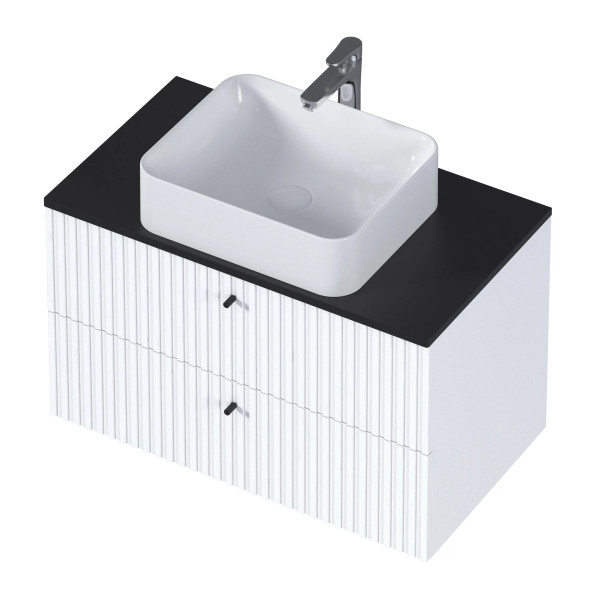 Тумба подвесная 1Marka Desire 800x500x487 белый + черная столешница (Ц0000026590)