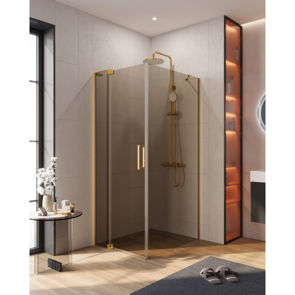 Душевой уголок Cezares Slider 80x90x195 стекло тонированное (бронза), профиль брашированное золото (SLIDER-AH-1-90-80/90-BR-BORO) Душевой уголок Cezares Slider 80x90x195 стекло тонированное (бронза), профиль брашированное золото (SLIDER-AH-1-90-80/90-BR-BORO)