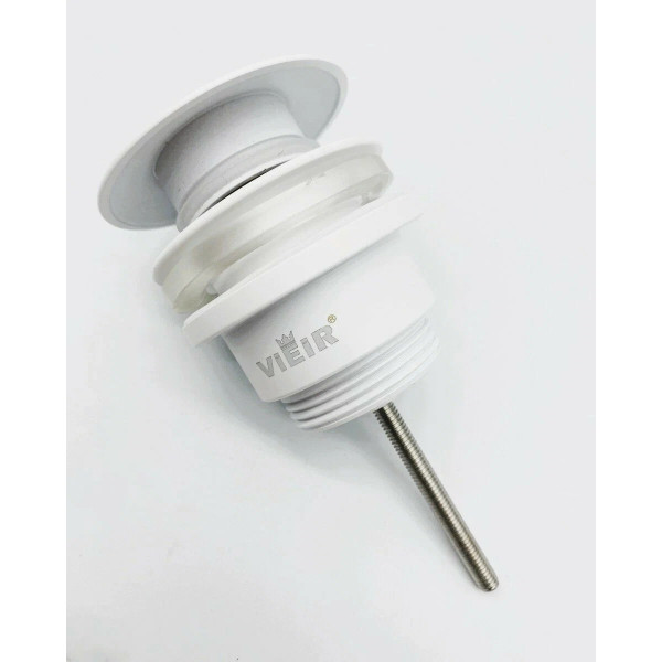 Донный клапан для раковины Vieir 1 1/4" (32 мм.), 67 мм. Quick Clac с переливом (латунь, белый) (VER26YF)