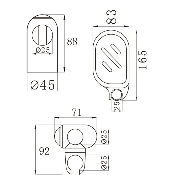 Душевая стойка Melodia d25, L=600, нерж., ABS, хром (MKP20149P)