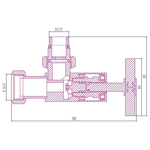 Вентиль Сунержа прямой крест 1/2"Нx3/4" накидная гайка (12-1408-1234)