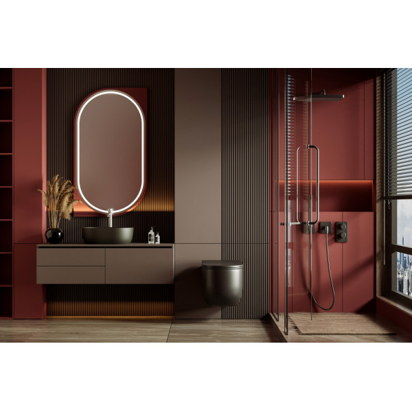 Унитаз подвесной Abber Bequem безободковый, смыв торнадо черный матовый (AC1104TMB)