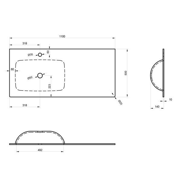Тумба подвесная Orka Lisbon 1100x500x350 с раковиной кашемировый матовый (5001435)
