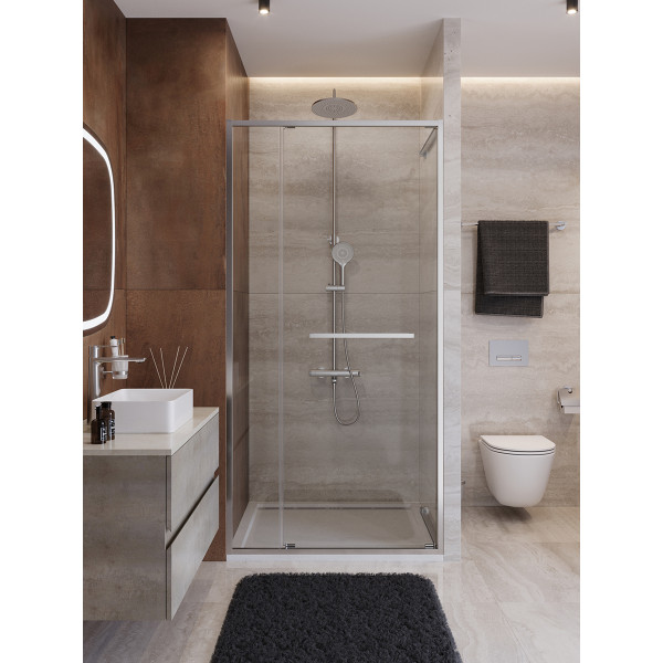 Душевая дверь Cezares Lux 100x195 стекло прозрачное, профиль хром (LUX-B-FS-11-100-C-CR)