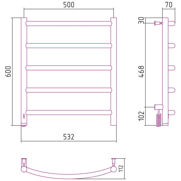 Полотенцесушитель электрический Сунержа Галант 4.0 600x500 МЭМ левый, хром (00-0830-6050) Полотенцесушитель электрический Сунержа Галант 4.0 600x500 МЭМ левый, хром (00-0830-6050)