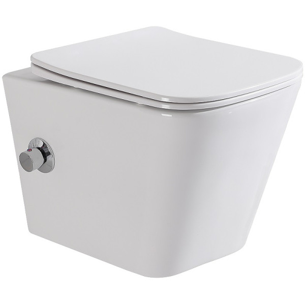 Унитаз подвесной BelBagno Due безободковый с функцией биде и смесителем (BB3103CHR-BS/SC)