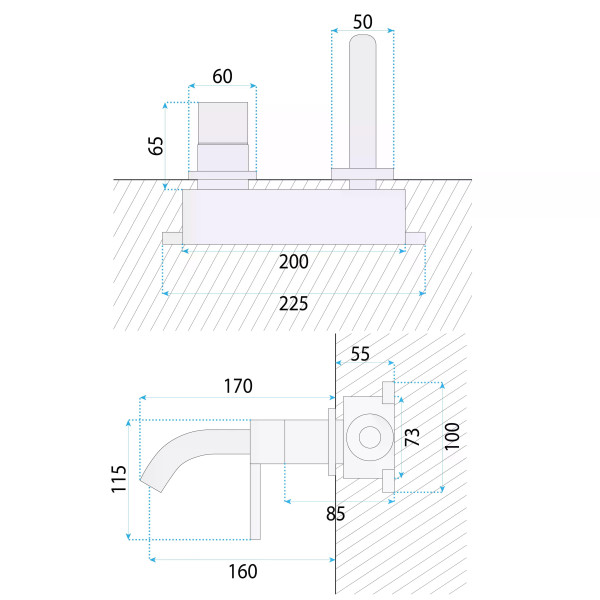 Смеситель для раковины Rea Foster Никель (REA-B6442) Смеситель для раковины Rea Foster Никель (REA-B6442)