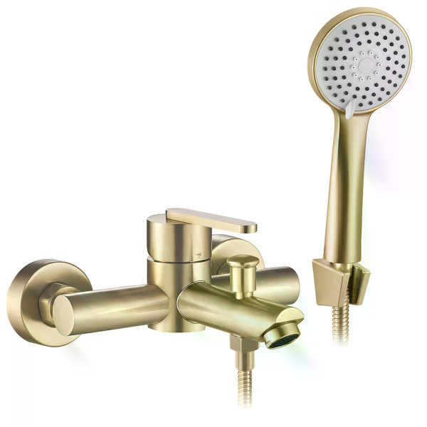 Смеситель для раковины Rea Ontario с душевым комплектом золото матовое (REA-B5513) Смеситель для раковины Rea Ontario с душевым комплектом золото матовое (REA-B5513)