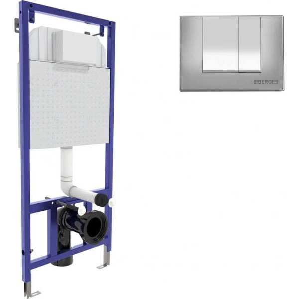 Инсталляция для подвесного унитаза Berges NOVUM S3 с клавишей (040243) хром глянец