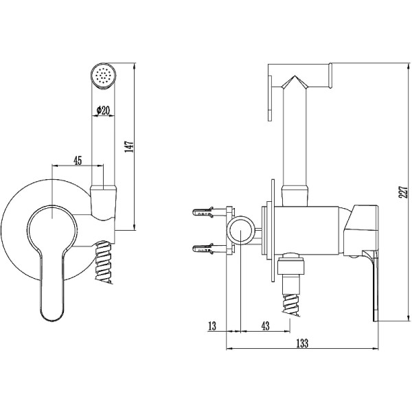 Смеситель для гигиенического душа Esko хром (SMH01) Смеситель для гигиенического душа Esko хром (SMH01)
