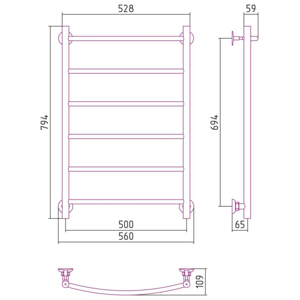 Полотенцесушитель водяной Стилье Версия-Н2 800х500 (6) Г 18 хром (00622-8050) Полотенцесушитель водяной Стилье Версия-Н2 800х500 (6) Г 18 хром (00622-8050)