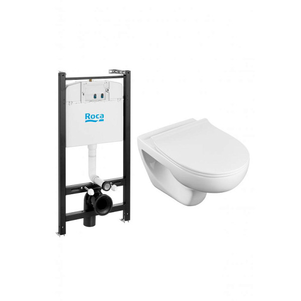Комплект инсталляция с унитазом Roca Victoria Pack с унитазом Rimless с Slim сиденьем дюропласт без клавиши (7.8931.0.501.0)