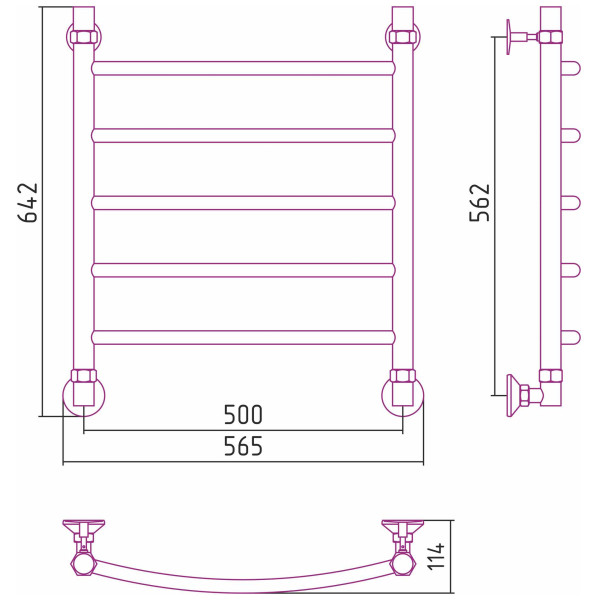 Полотенцесушитель водяной Стилье Аксиома-20 600х500 хром (00662-6050) Полотенцесушитель водяной Стилье Аксиома-20 600х500 хром (00662-6050)