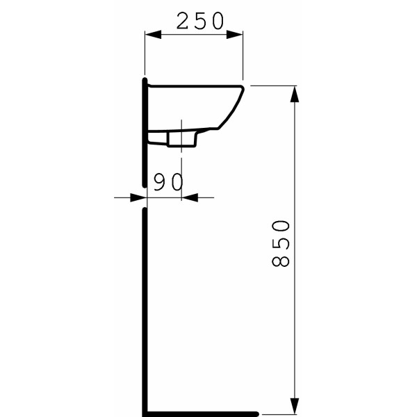 Раковина подвесная Laufen Pro C 500х250 смеситель справа (8.1695.7.000.106.1)