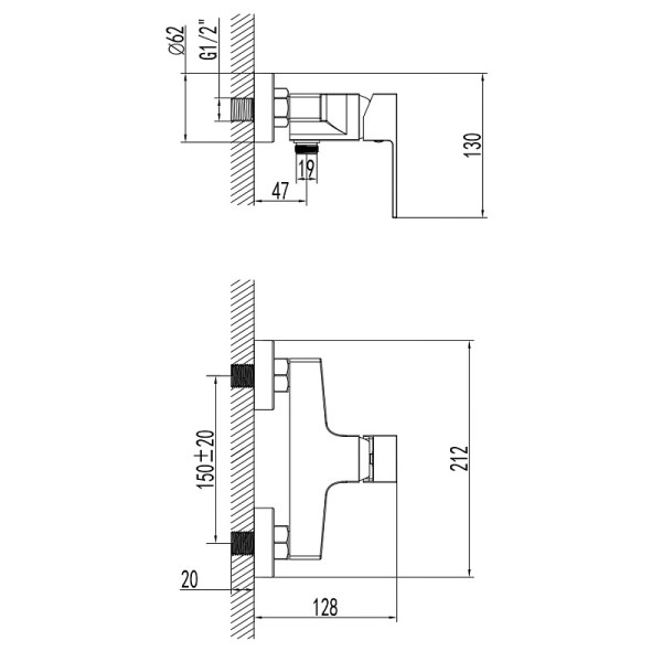Смеситель для душа Azario Eddie с душевым комплектом черный (AZ-WQY338207PA)
