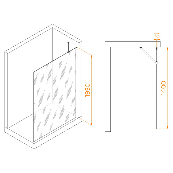 Душевая перегородка RGW WA-110B 1400 стекло прозрачное, профиль черный (351011014-14) Душевая перегородка RGW WA-110B 1400 стекло прозрачное, профиль черный (351011014-14)