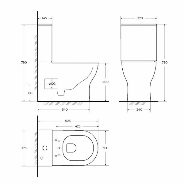 Унитаз компакт BelBagno Energia без бачка с сиденьем микролифт (BB8134CPR/SC)