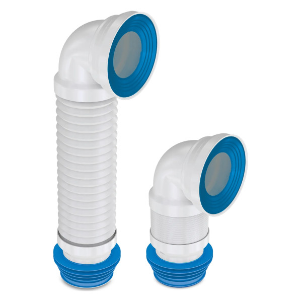 Отвод для унитаза гофрированный Nova 110 мм. под углом 90° с манжетой (L=500 мм.) (7044)