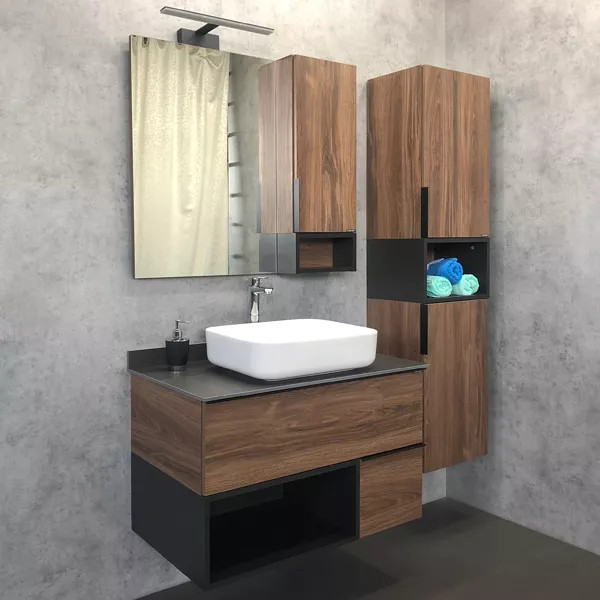 Пенал подвесной Comforty Штутгарт 400x400x1600 дуб темно-коричневый (00004151544)